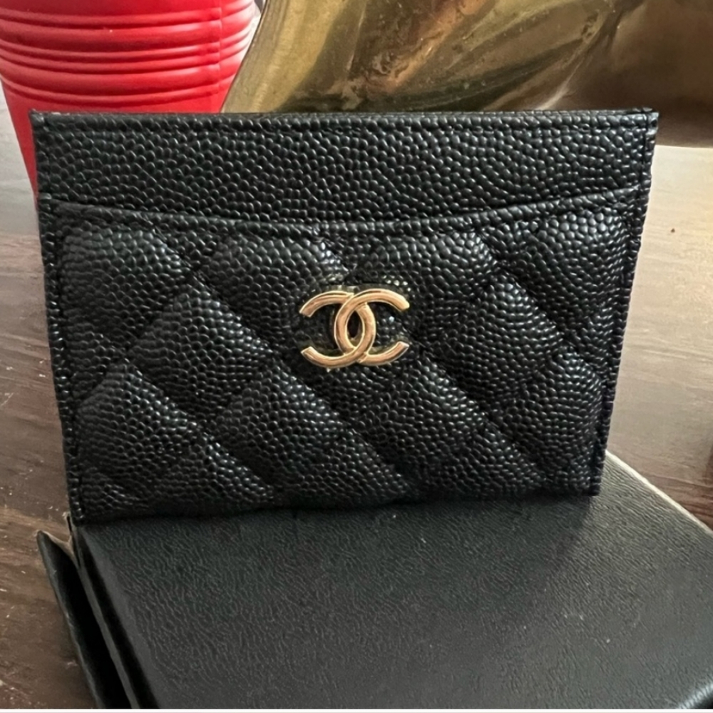 Black scanel card holder CC